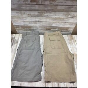 Lot of 2 Smiths Workwear Mens Cargo Shorts Size 38 Grey Tan Stretch Nylon Blend